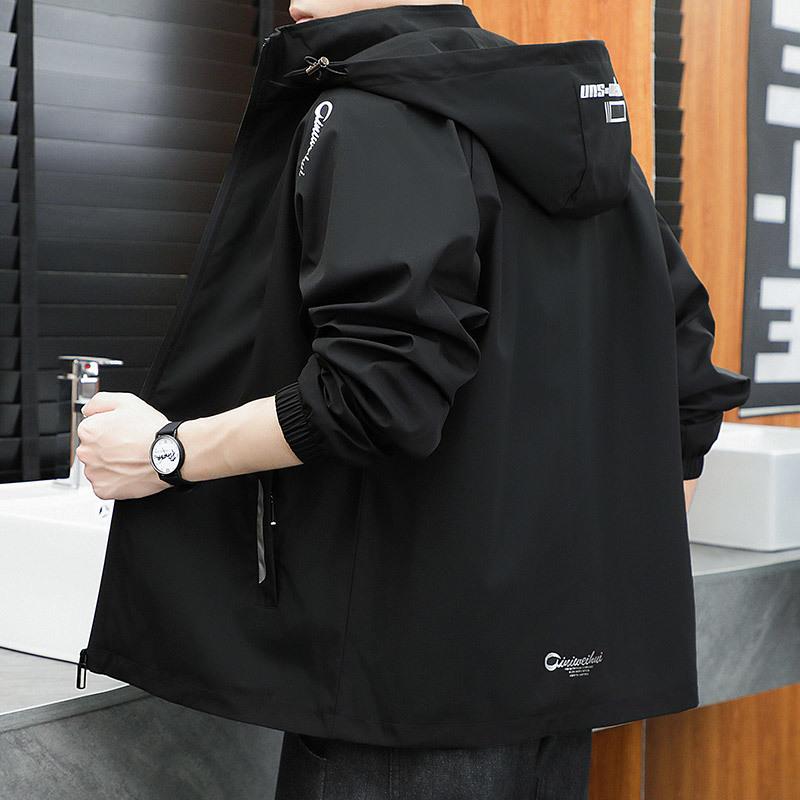 

Осенне-зимнее пальто, куртка с шапкой, новый ветрозащитный тренд, универсальная мужская одежда с капюшоном M