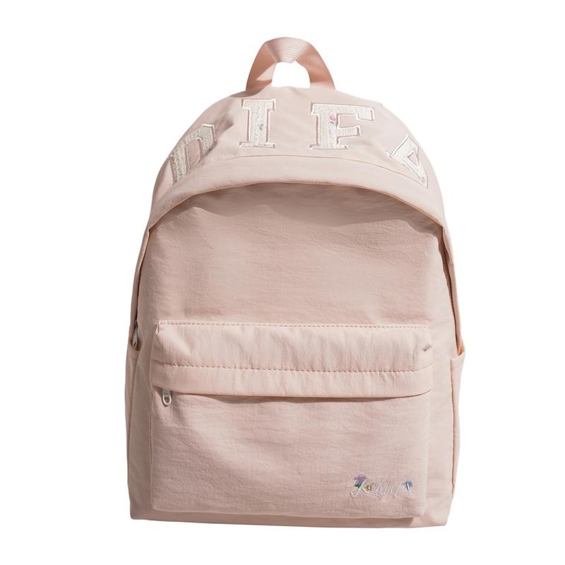 Solid Color Large Capacity Women s Backpack Letter Embroidered Lightweight Schoolbag For Students Small