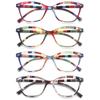 MODFANS 4 Pairs -Reading Glasses Fashion Readers Frame Spring Hinge For Men Women