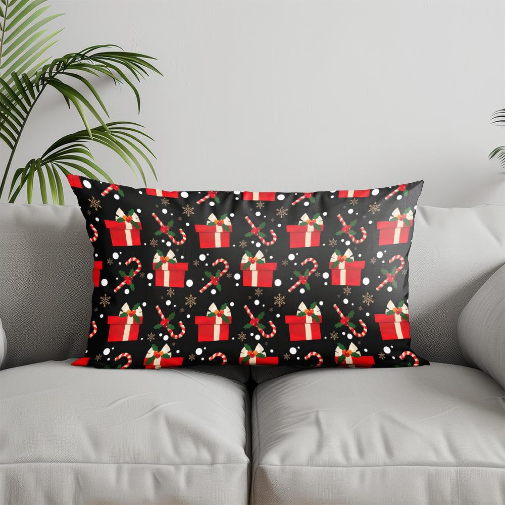 Home Decor Christmas-themed Geometric Pattern Pillow Suitable For Sofa Bedroom Car Pillow Cover Cushion Rectangular Back Cushion