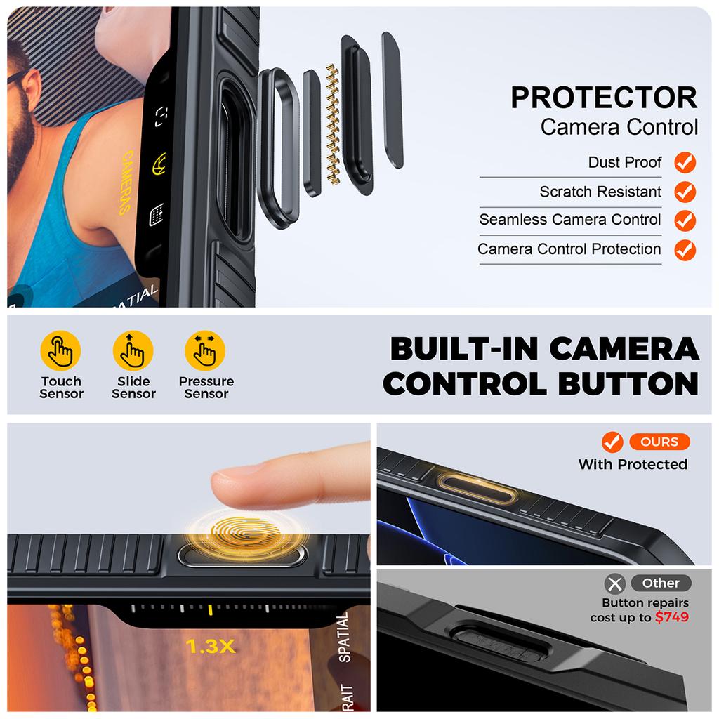 Shockproof Protective Wallet Case with Card Holder, Kickstand and Sliding Camera Cover for iPhone 17 Pro-Black