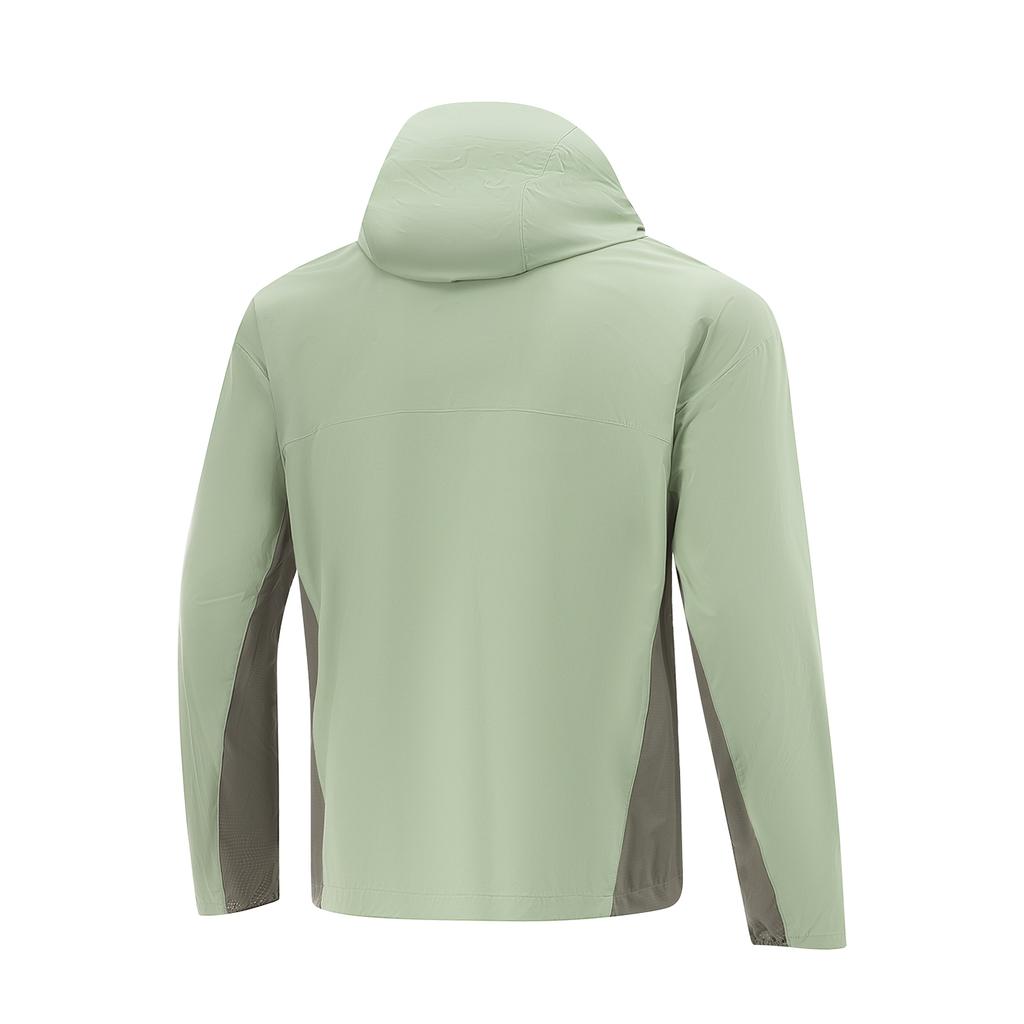Li Ning Ice Silk Cool Comfort Coupe-vent Polyvalent à Protection Solaire avec Capuche Homme Vêtement d'Extérieur Vert Clair AFDV603-4
