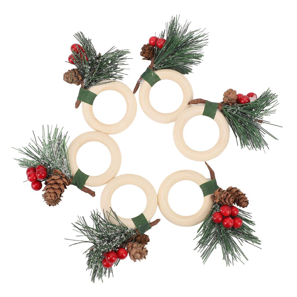 6pcs Pine Cone Napkin Ring Xmas Table Decoration Pine Cones Xmas Napkin Holder for Xmas Wedding Birt