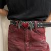 Double Hole Eyelet Grommet Gothic Waistband Trendy PU Leather Waistband Vintage Buckle Waist Belt