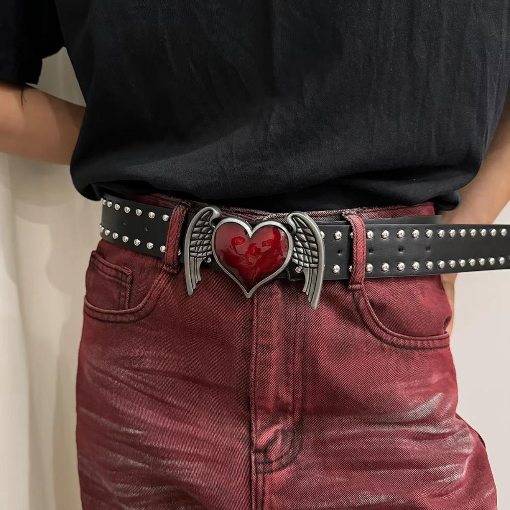 Double Hole Eyelet Grommet Gothic Waistband Trendy PU Leather Waistband Vintage Buckle Waist Belt