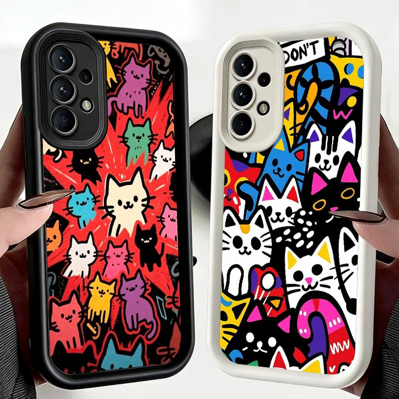 Phone Case for Samsung Galaxy A17 A16 A15 A14 A13 Cartoon Cute Cats Theme A56 A36 A26 A55 A35 A25 A54 A34 A24 A53 A33 A23 A07 A0