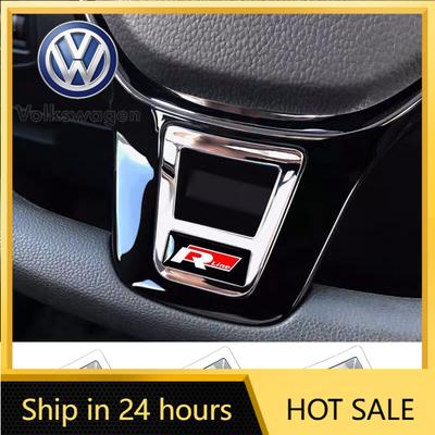 2026 New For VOLKSWAGEN VW 1Pcs ABS Car Steering Wheel Trim Stickers R Logo Accessories For Volkswagen GTI R-Line Polo Golf Pass