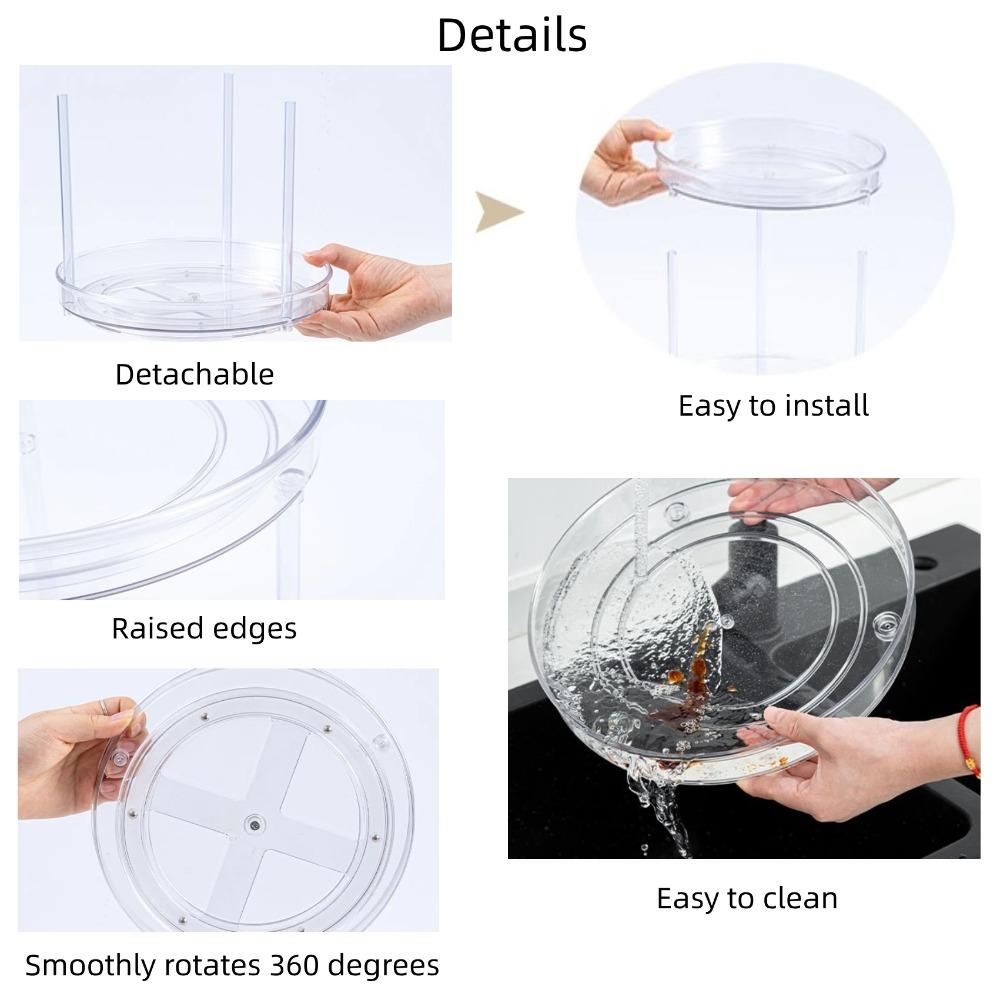 360° Rotating Organizer 2-Tier Transparent  Lazy Susan Non Slip for Kitchen Spice Cosmetic Bathroom Countertop Storage