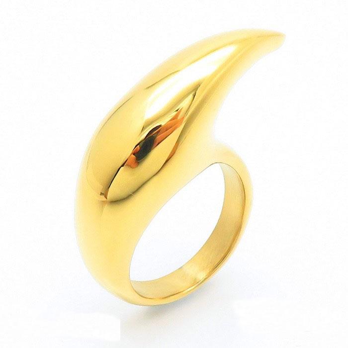 Kalen Creative Gold Color Men's Ring Hip Hop Shiny Stainless Steel Jewelry Chunky Curved Hook 6 Charms Finger Accessories Gift