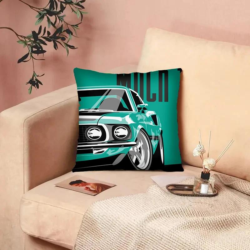 Fashion Car Santana Sedan Car Pattern Printed Soft Square Pillowslip Polyester Cushion Cover Pillowcase Living Room Home Decor