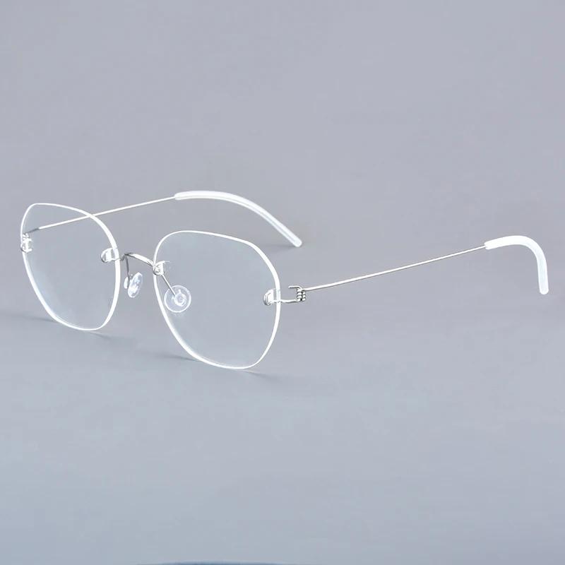 Fashion Hexagon Rimless Glasses Frame Men Women 2460 Brand Design Screwless Titanium Ultralight Eyeglasses Frameless Eyeware