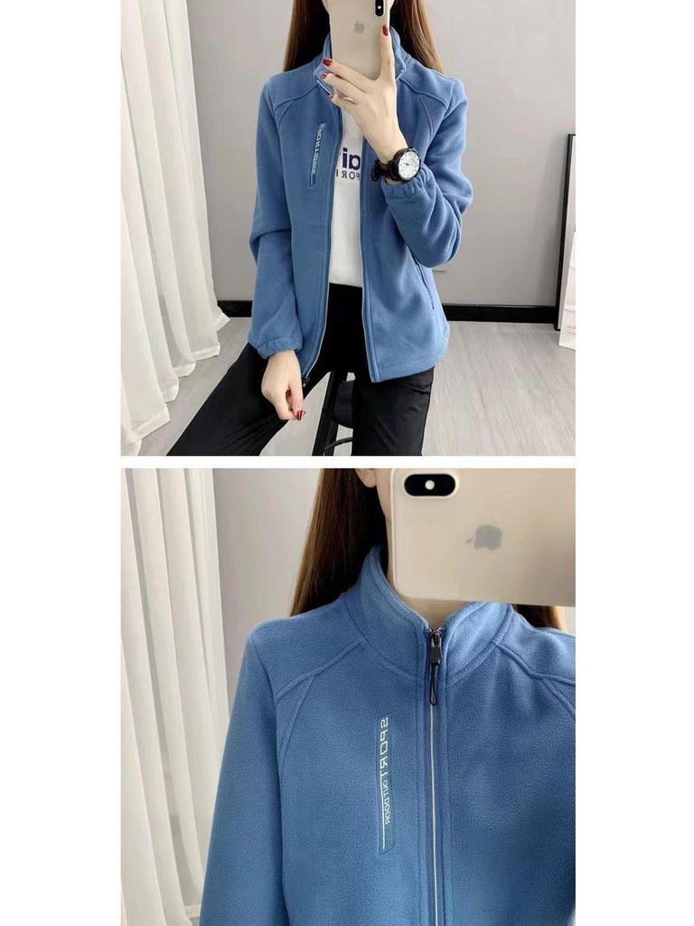 Women's Thickened Fleece Jacket: Casual Stand-Up Collar Cardigan for Outdoor Sports