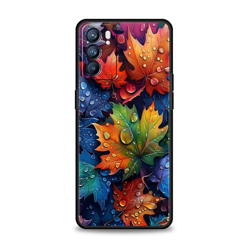 Cartoon Leaf Phone Case For Oppo A17 A31 A54 A57 A78 A79 A98 Find X5 X6 Reno 6 7 8 10 11 12 13 F Pro 5G Soft TPU Cover Funda Bag