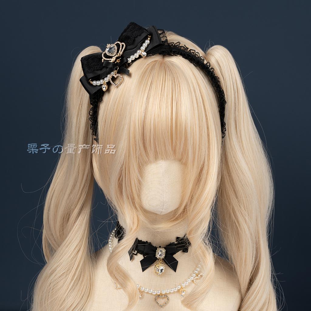 Japanese Side Bow Headband Crown Pearl String Headband Lolita Hairy Clip Korean Accessories