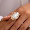 Ingemark Kreative Unregelmäßige Barock Imitation Perle Verstellbare Ringe Damen Elegant Geometrischer Ring Wed Braut Ästhetischer Schmuck