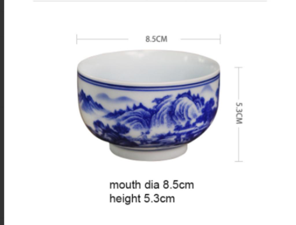 Jingzhen hand painting blue and floral porcelain master cup one cup ceramic teapot cup kung fu tasting cup small cup