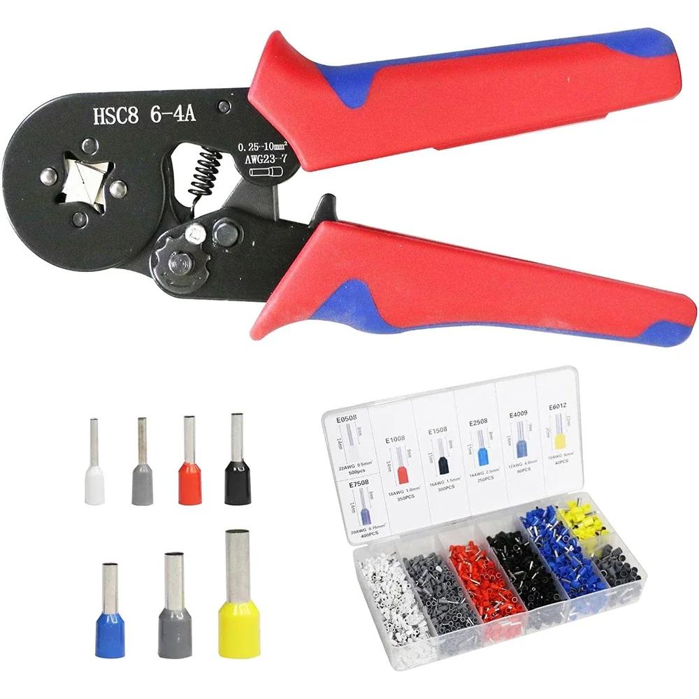 Manual Crimping Pliers HSC8 6-4A/HSC8 6-6A Tube Terminal Crimping Tool With Terminal Tip Set for Home Improvement and Electrica