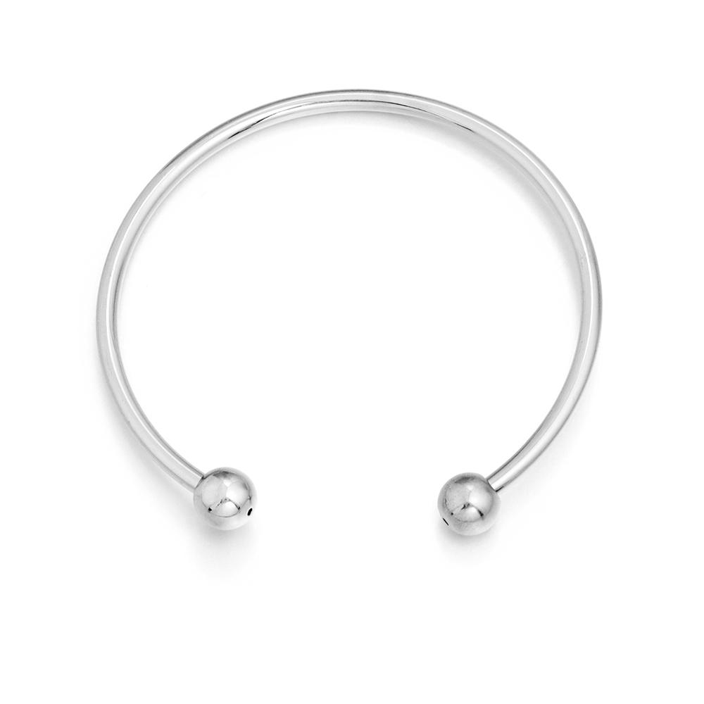 Metal European Silver Color Adjustable Cuff Open Bangles Cuff Bracelets With Bead Charms For Women DIY Jewelry Making