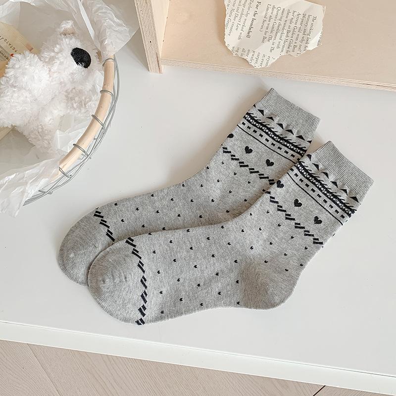Printemps et Été, Chaussettes Mi-mollet pour Femmes Absorbant la Sueur et Respirantes avec Nœuds et Motifs Animaux Sont Simples et Polyvalentes