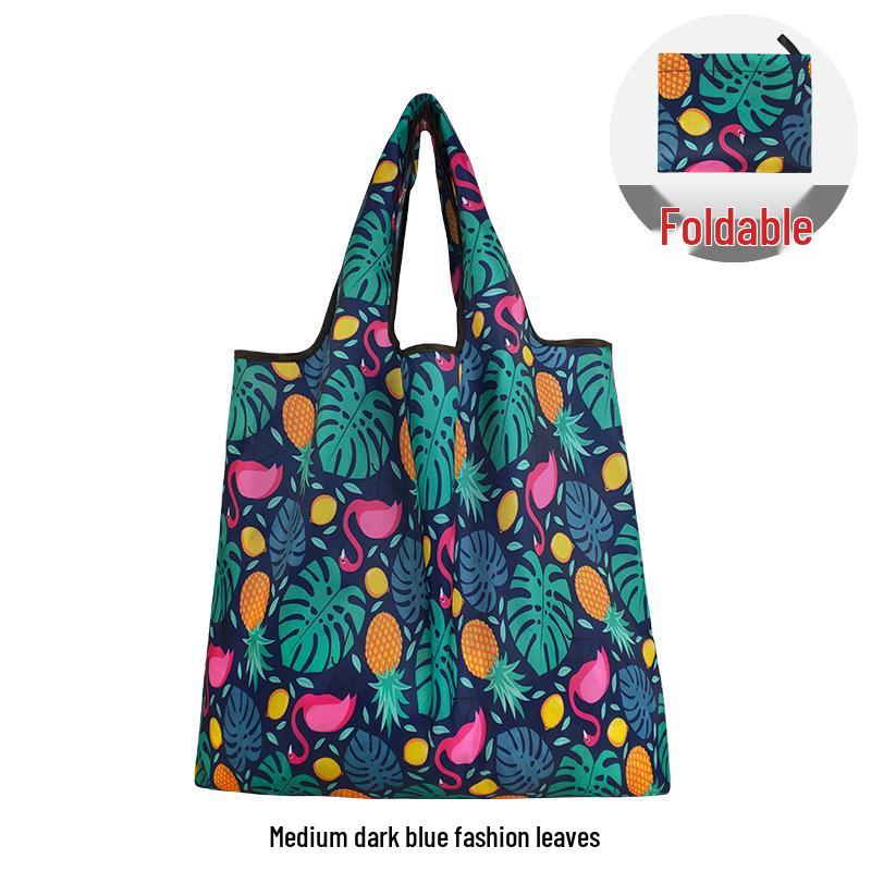 Medium Foldable 210D Oxford Cloth Shopping Bag, Convertible to Shoulder or Handbag, Ideal for Groceries and Camping