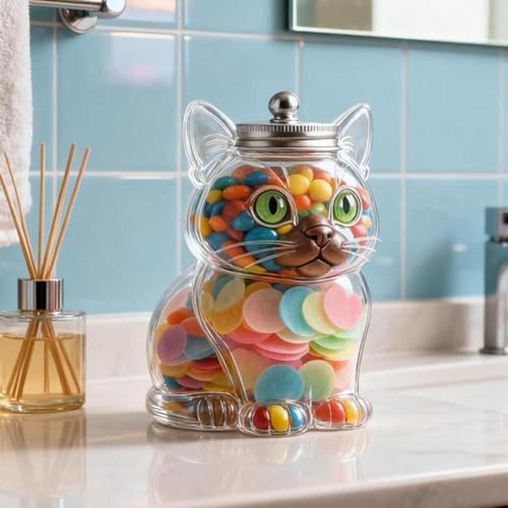 Entzückendes -förmiges durchsichtiges Plastik-Süßigkeitenglas mit luftdichtem Deckel – Perfekt zur Aufbewahrung von Süßigkeiten, Snacks und Leckereien, Tolle Dekoration für die Küchenarbeitsplatte & Geschenkidee