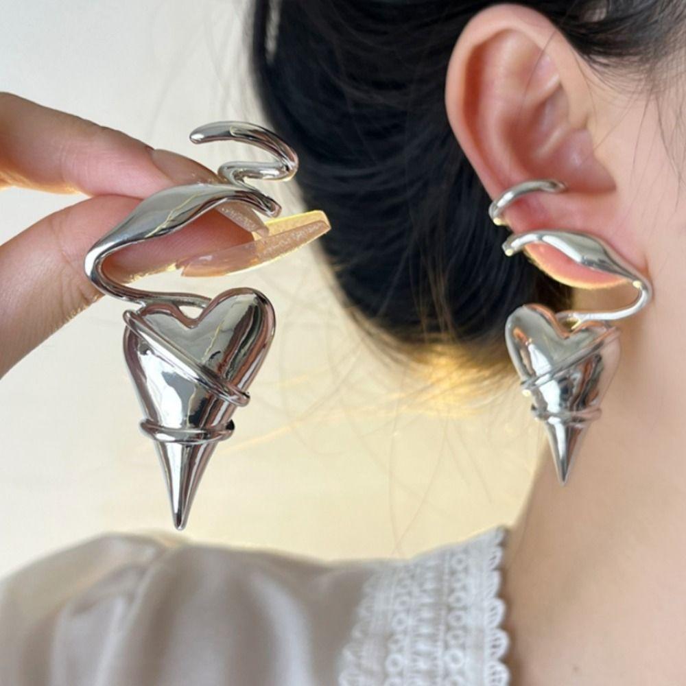 Irregular Metal Eardrop Geometry Exaggerated Earrings Temperament Heart Earrings Women