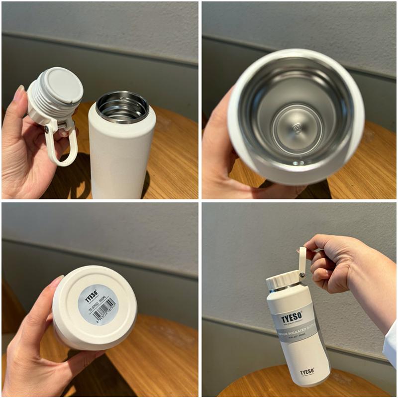 TYESO Vacuum Insulated Bottle Outdoor Sports Thermal Kettle Portable Handle 304 Stainless Steel Hot and Cold Drinking Water Cup