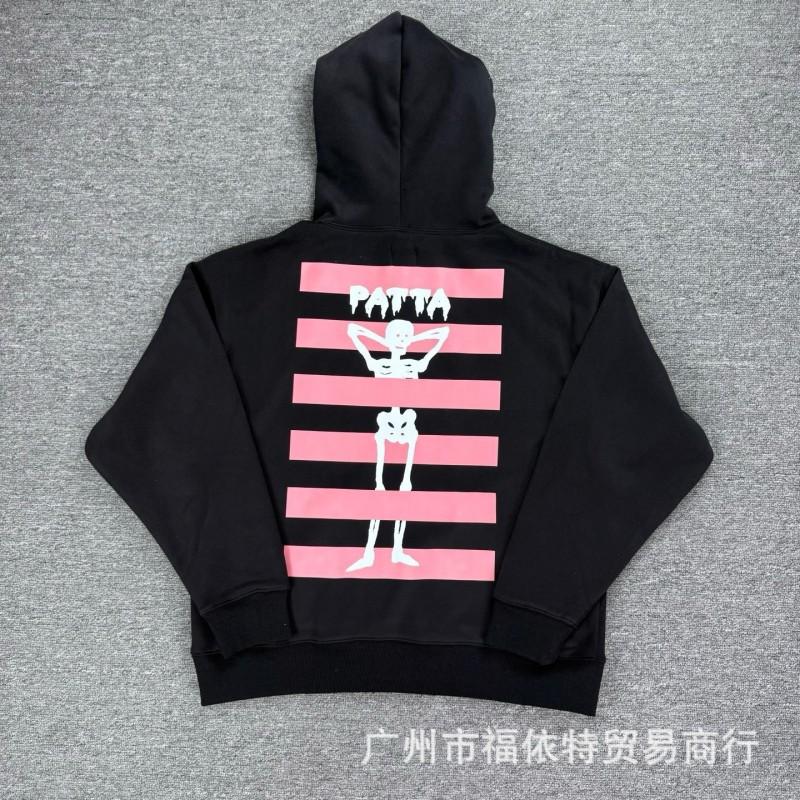 Black Patta Cartoon Graphic Letter Print Hoodie Casual Sweatshirt Teens