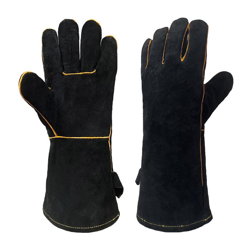 Heat-Resistant BBQ Grill and Welding Gloves - Long Cowhide Protective Wear