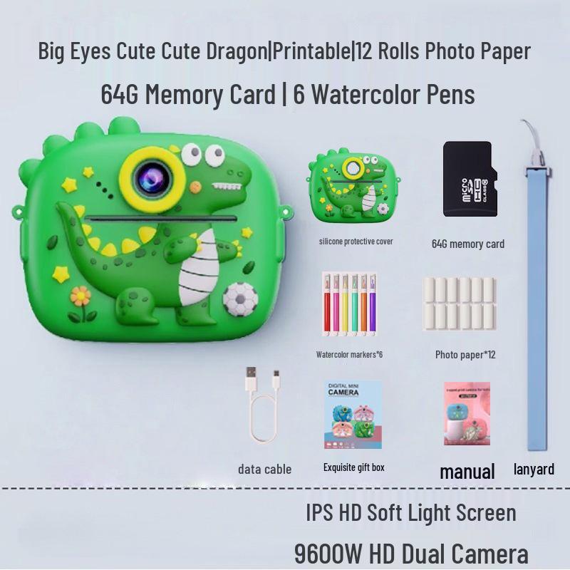 HD Digital Dinosaur Polaroid Camera - Cute Birthday Gift for All Ages (Z13)