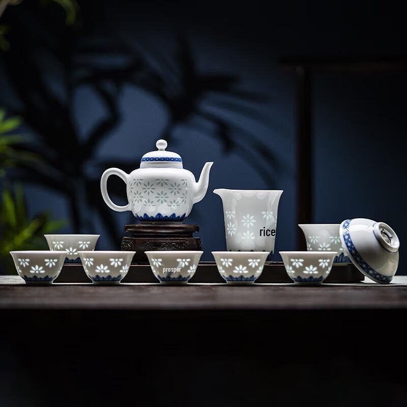 

Fuyu Hand-Painted Listening to Rain 10-Piece Kung Fu Tea Set