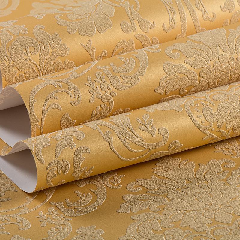 

Тисненые 3D обои на флизелиновой основе в европейском стиле для спальни и гостиной 33776 жёлтый