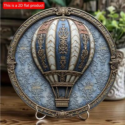 2d Flat 20*20cm, Vintage Hot Air Balloon Wall Art, Wooden Decor for Home, Garden, Bedroom, Bar, Party, Perfect Gift for Friends & Family