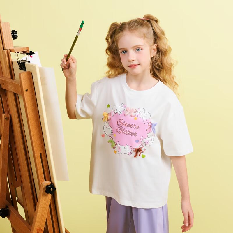 MQD Girls' Cartoon Print Bow T-shirt