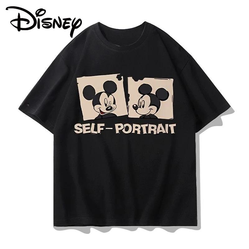 

Дисней Микки Маус Ретро Автопортрет Унисекс Футболка Оверсайз Винтажная Хлопок Повседневная Короткая Удобная Модная Футболка S