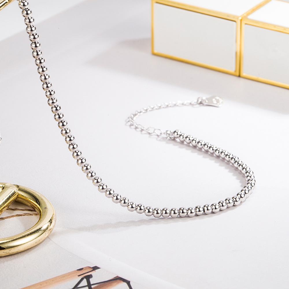 925 Sølv Ankel Kvinner & Jenter Perlet Ankellenke Armbånd Fot Justerbar Kjede Strand Barfot Fint Smykke