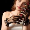 Women Lace Gloves Bridal Gloves with Bow Sheer Tea Party Wrist Gloves for Wedding Prom Cocktail Party