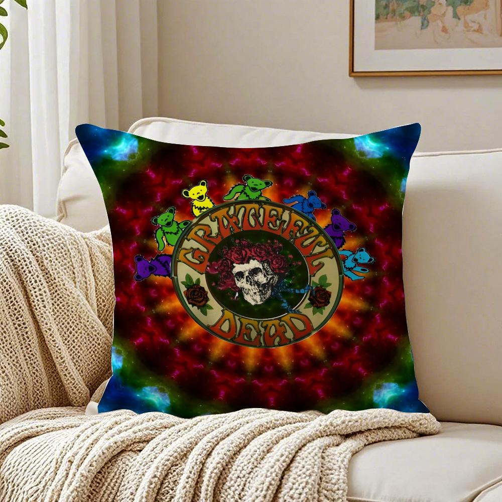Psychedelic American Band GGrateful DDead Cushion Cover Pillowcase Antidustmite Living Room Sofa Decor Cushion Room