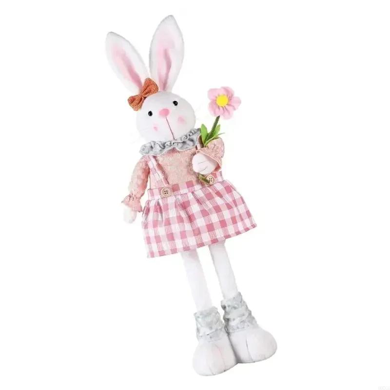 New 0Xxa Easter Rabbit Figures Adjustable Legged Easter Rabbit Figurine Home Ornament Decor