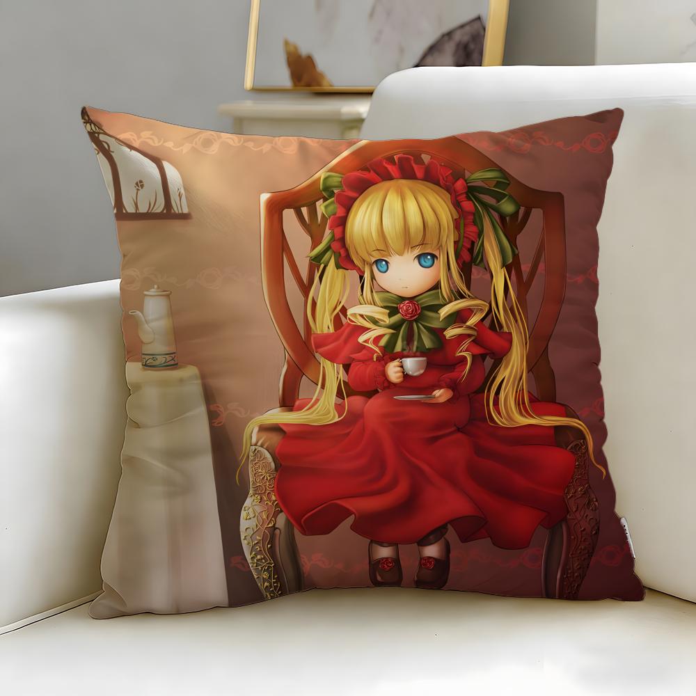 Classic Anime Rozen Maiden Cushion Cover Soft  EasyWash Pillow Case  Versatile for Couch Bed Travel and Office