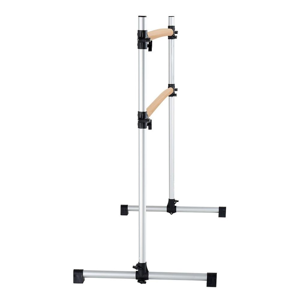 Ballet Barre, Double Beechwood Barre Bar for Home, Freestanding Portable Ballet Stretching Dance Bars, Height Adjustable Anti-Wobble Fitness Gym