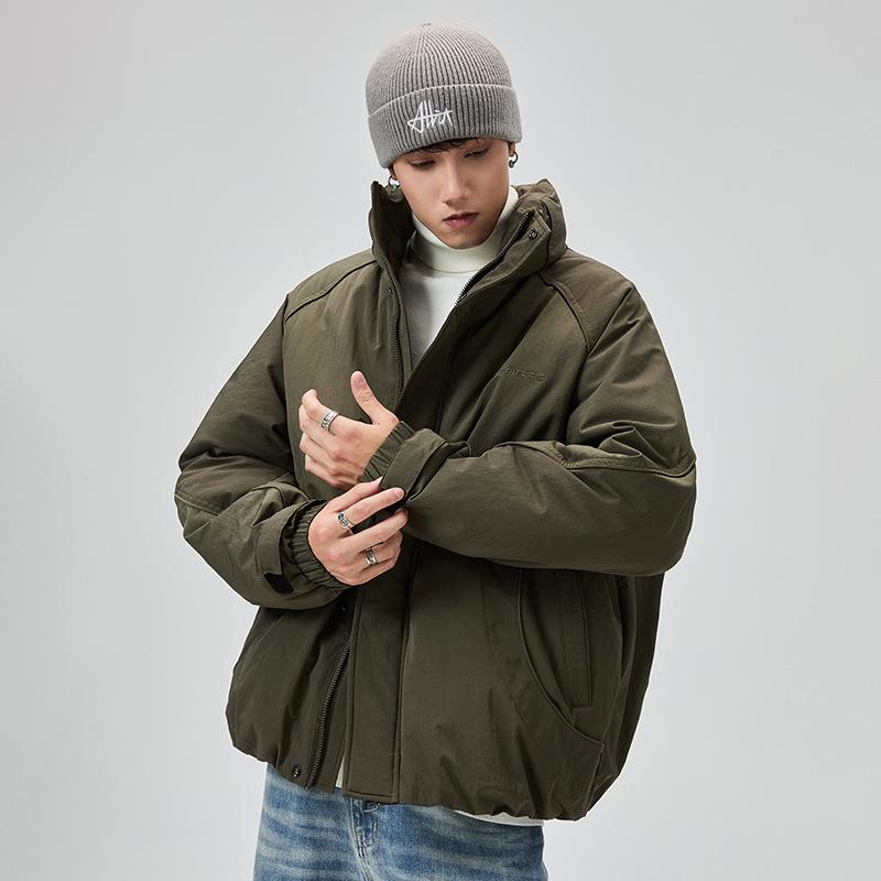 Men's Winter Stand Collar Down Jacket - Warm, Thickened, American Style, Outdoor Workwear