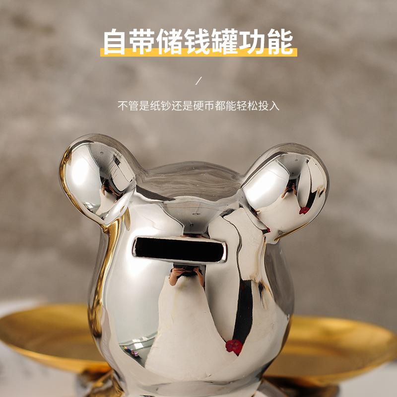 Bär mit Gewehr Schlüsselaufbewahrungsschale Türschuhschrank Eingang Dekoration Sparschwein Keramik Wohnzimmer Leichter Luxus Dekoration