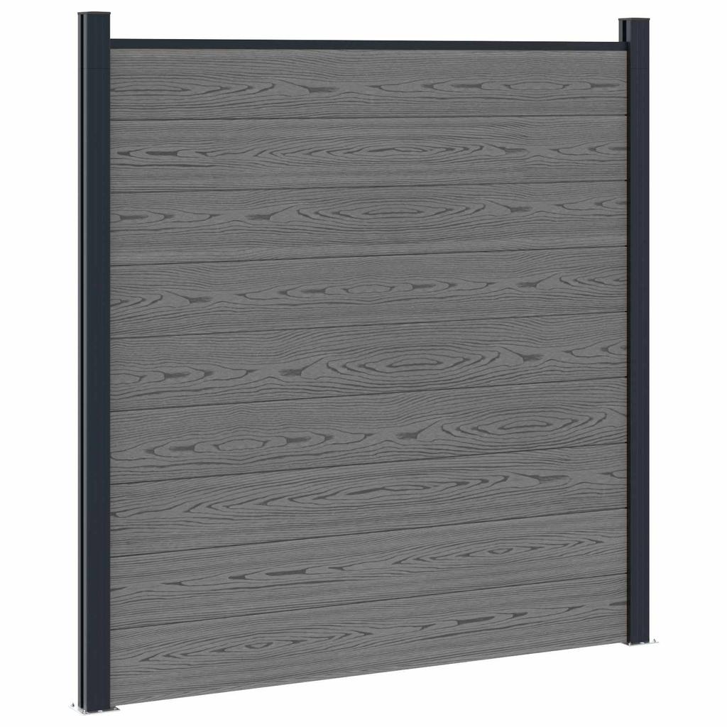Fence Panel Set 10 Pcs WPC and Aluminum Gray