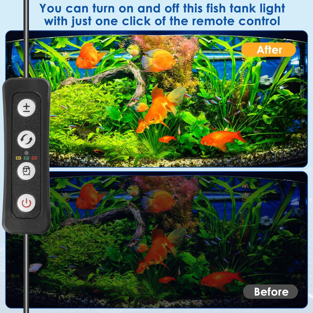 USB Aquarium Light Adjustable LED Waterproof Clip-on Lamp with Remote Control Aquatic Plant Lighting Light For Fish Tank