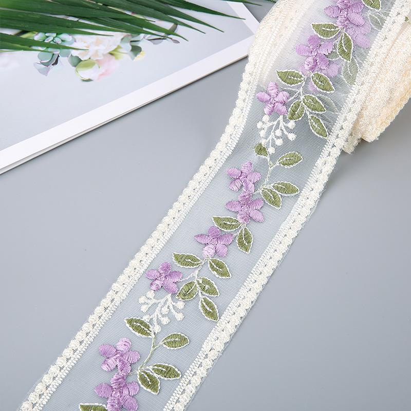 5 Yards Flower Embroidery Lace Ribbon For Bow Making Clothing Decor Sewing Fabric Craft Supplies Needlework Accessories