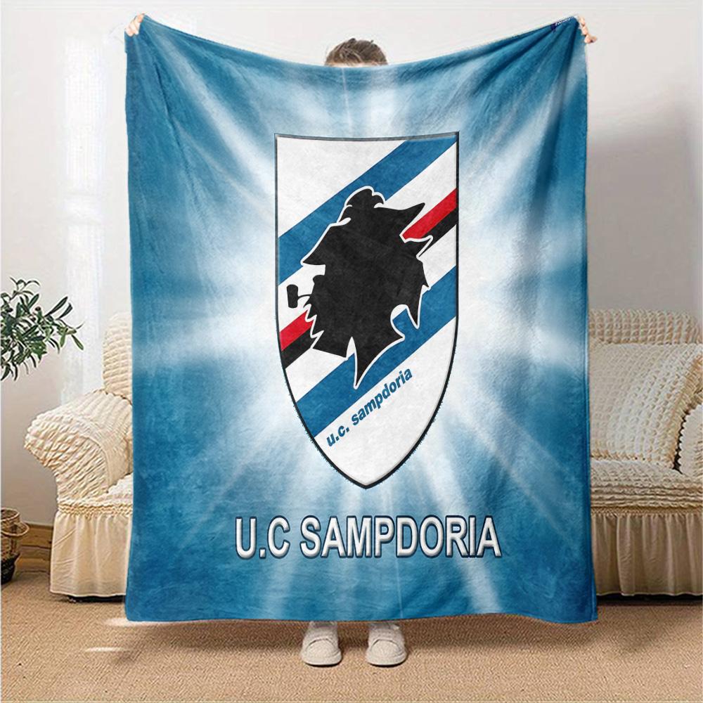 Sam-pdoria Team Crest Design Flannel Blanket, Soft Polyester, Modern Design, All-Season for Camping, Travel, Gifts for holidays or birthdays