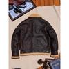 Vintage B3 Sheepskin Leather Jacket for Men Winter Thick Bomber Coat with Faux Fur Lining