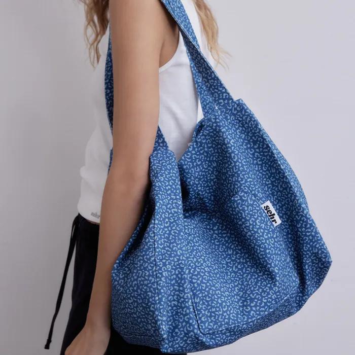 Leopard Twill Cotton Big Bag V2 (Blue)