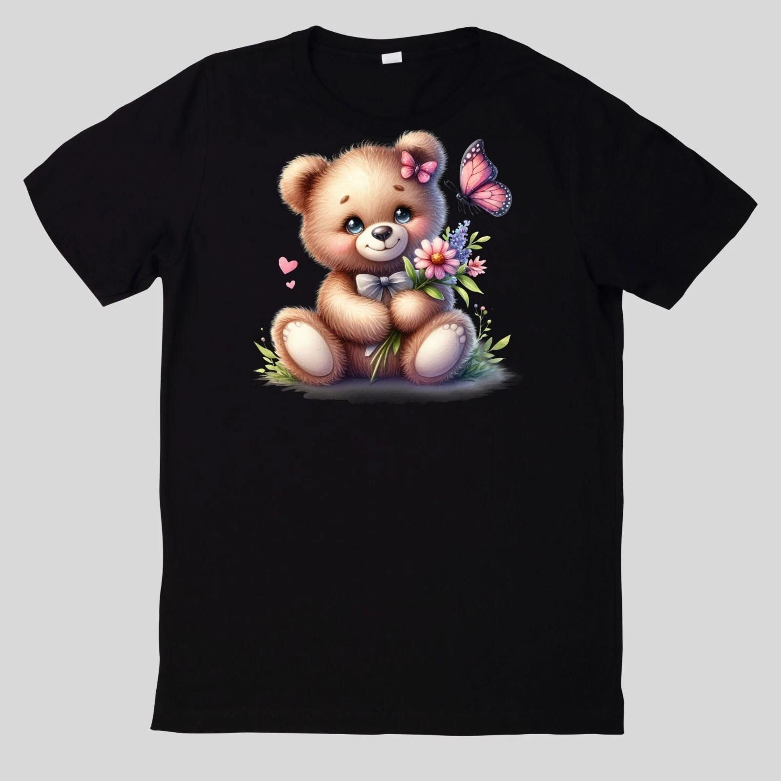 T-Shirt Niedliches Tier mit Wildblumen Baumwolle Fun Spaß Sprüche Lustig Cartoon XXXL